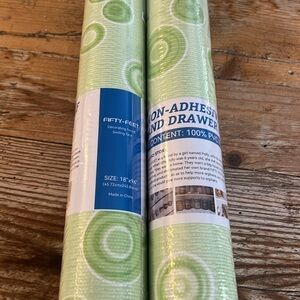 Drawer Shelf Liner 18”x96 NIP PVC Foam Fifty-Feet Brand Green Circles Retro
